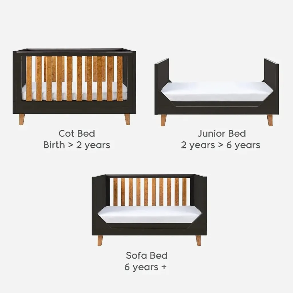 TUTTI BAMBINI Como Cot Bed - Slate Grey / Rosewood