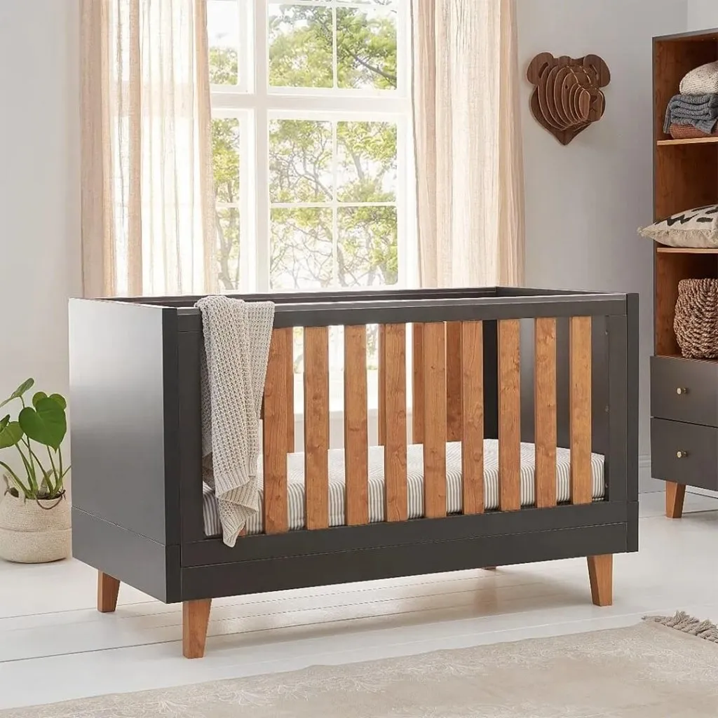 TUTTI BAMBINI Como Cot Bed - Slate Grey / Rosewood