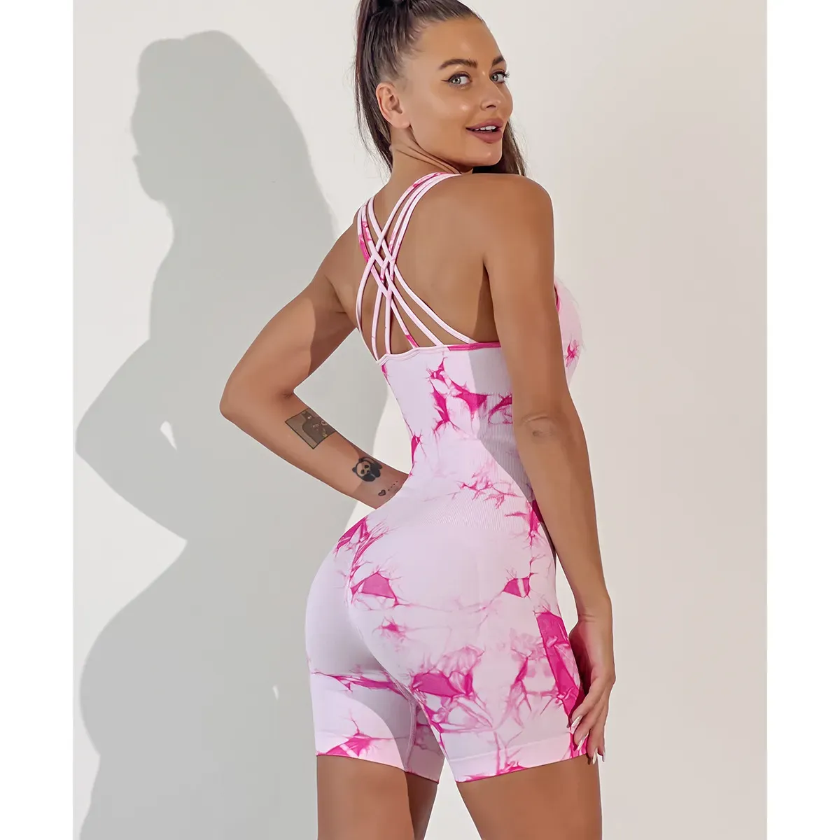Twila Sleeveless Tie-Dye Strappy Crossback Romper