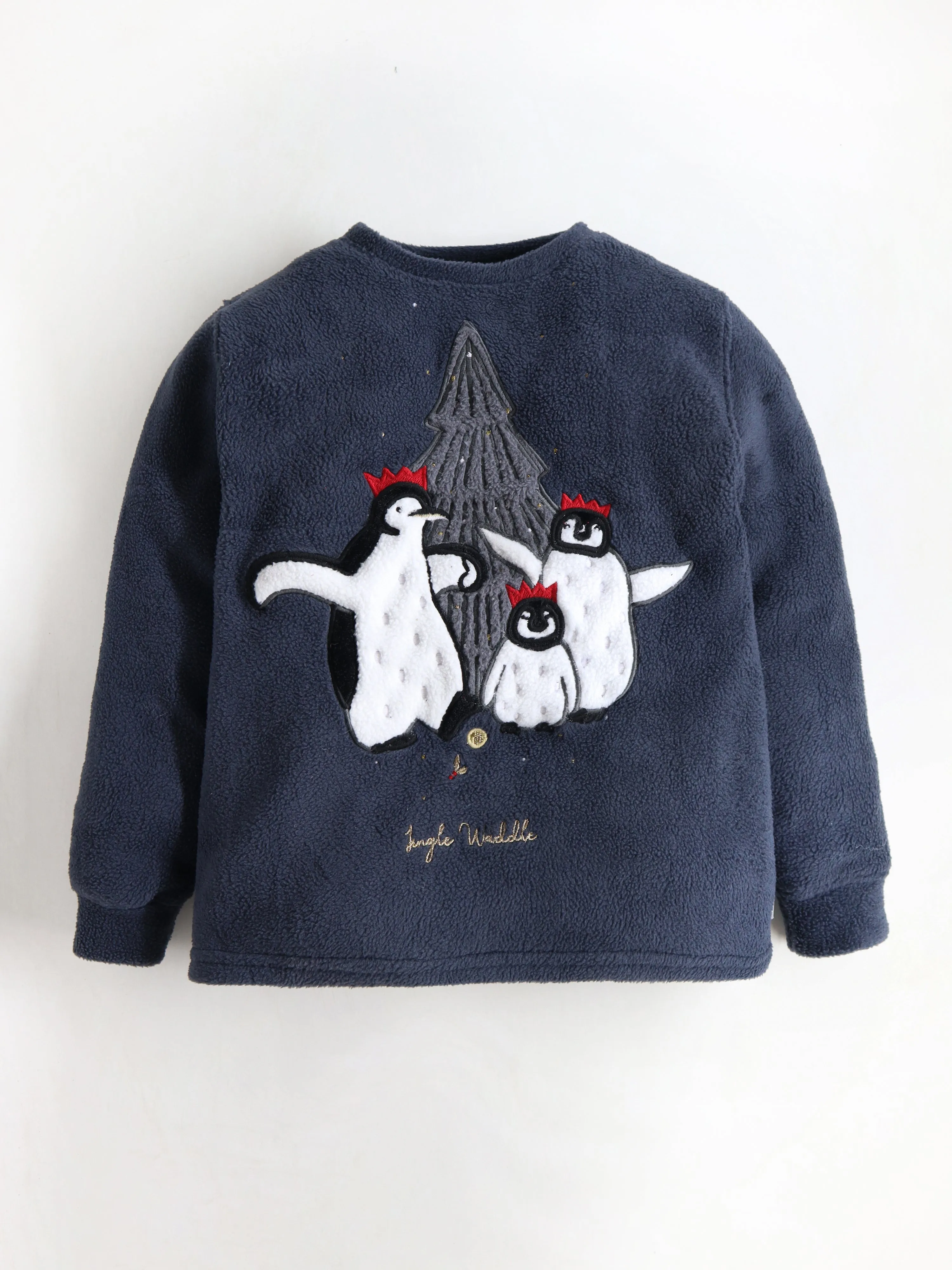 Unisex Grey Applique Nighsuit For Kids