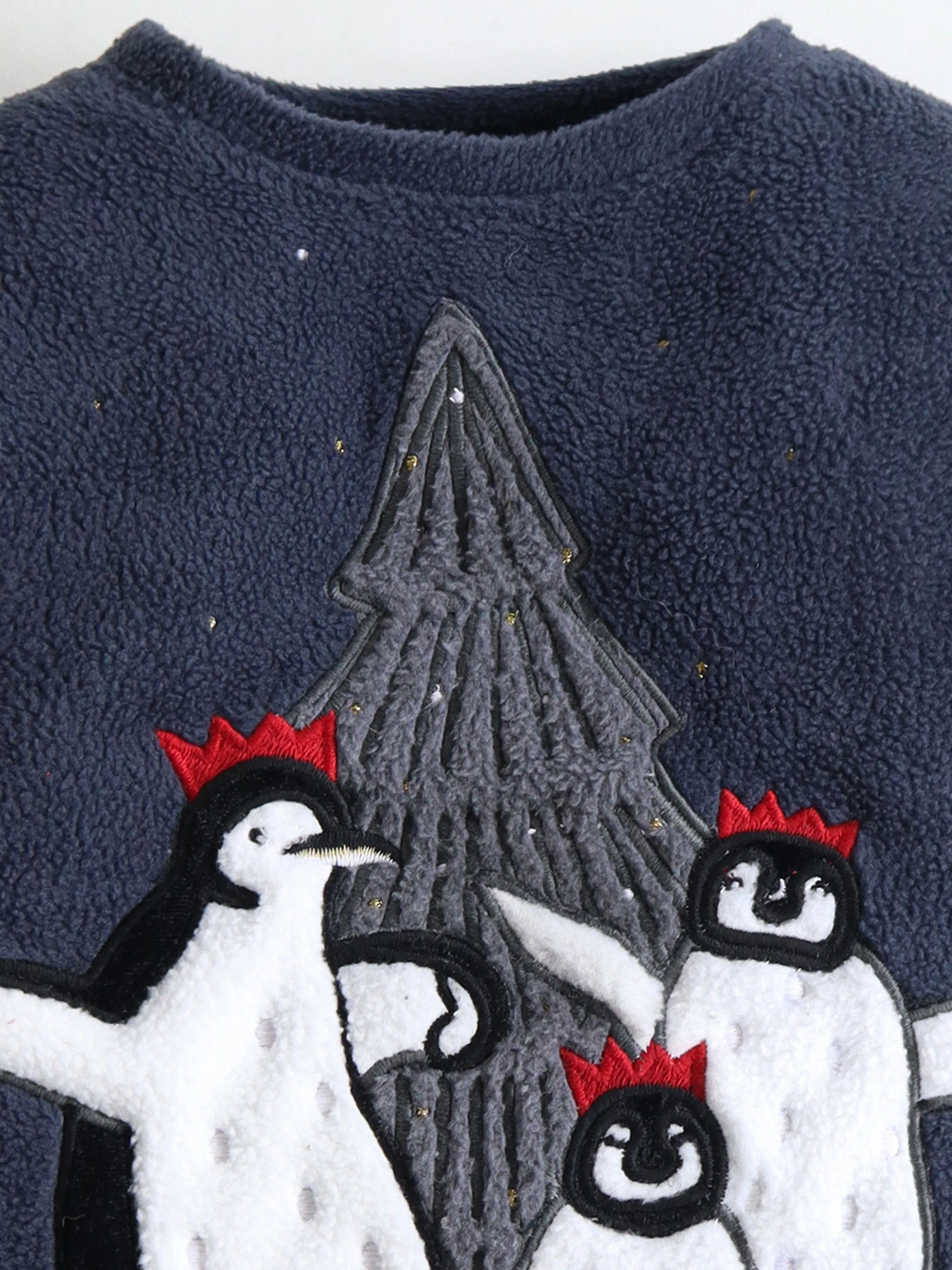 Unisex Grey Applique Nighsuit For Kids