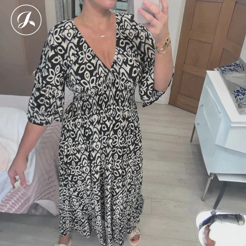 V-neck floral dress - LAST DAY 70% OFF