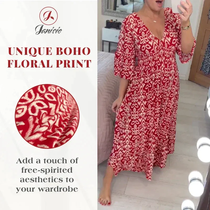 V-neck floral dress - LAST DAY 70% OFF