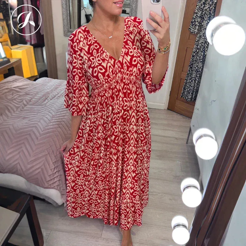 V-neck floral dress - LAST DAY 70% OFF