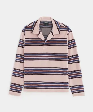 Velour Polo in Shell Pink Stripe