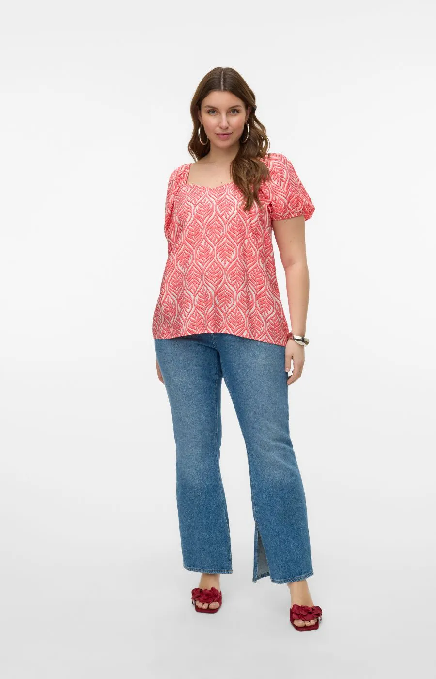 Vero Moda Curve Dana Top in Coral