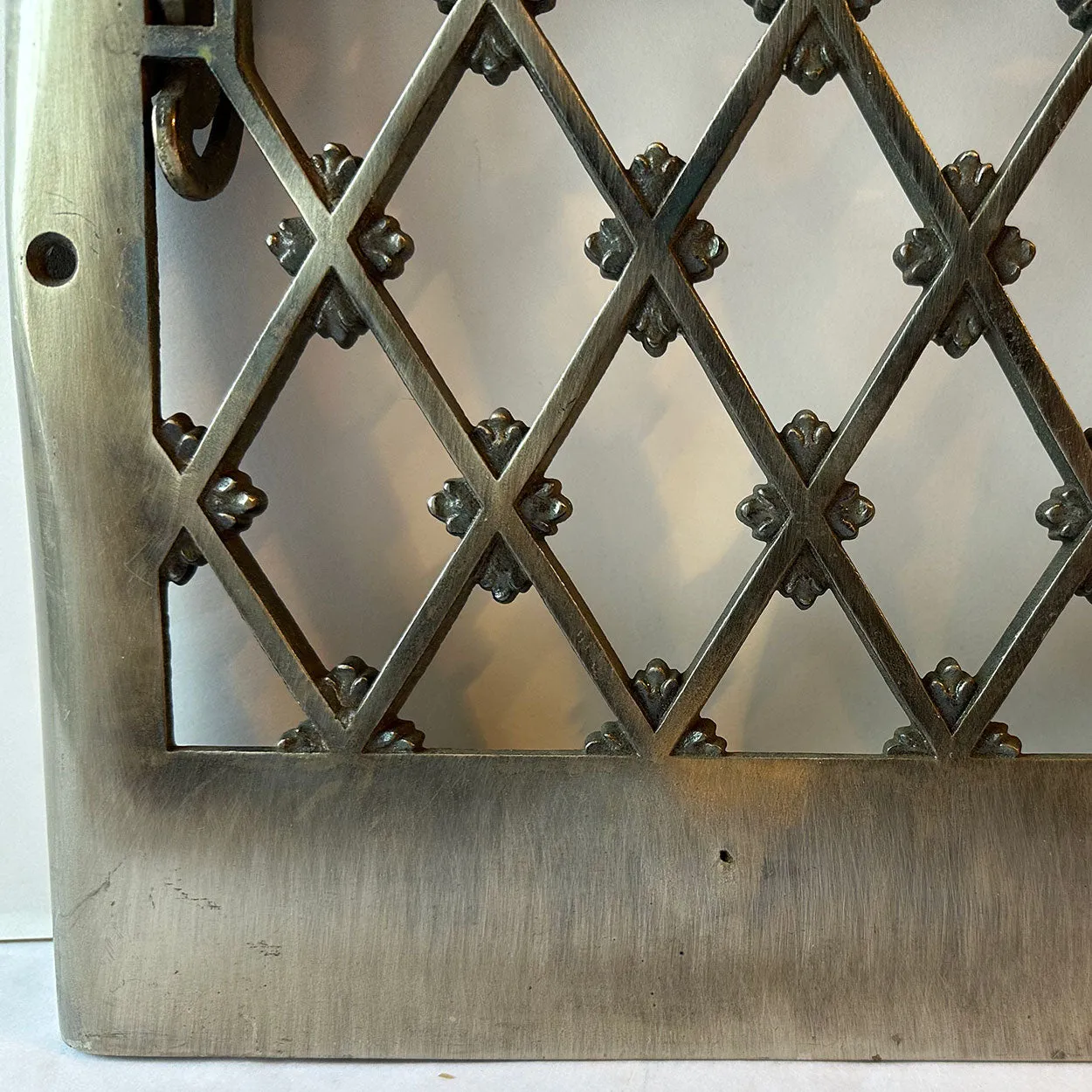 Vintage American Nickel Plated Cast Iron Grille Wall Grate Vent Cover