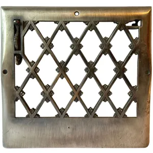 Vintage American Nickel Plated Cast Iron Grille Wall Grate Vent Cover