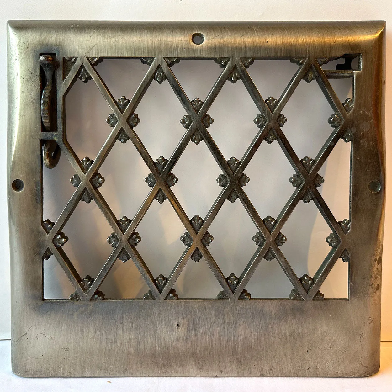Vintage American Nickel Plated Cast Iron Grille Wall Grate Vent Cover