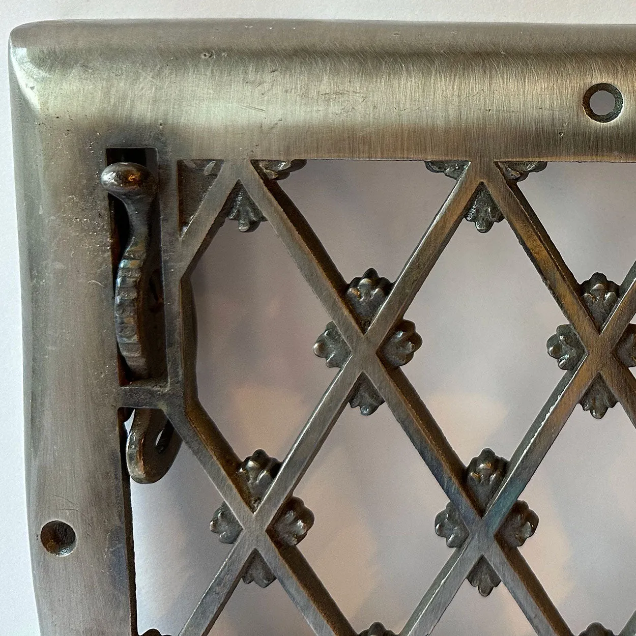 Vintage American Nickel Plated Cast Iron Grille Wall Grate Vent Cover