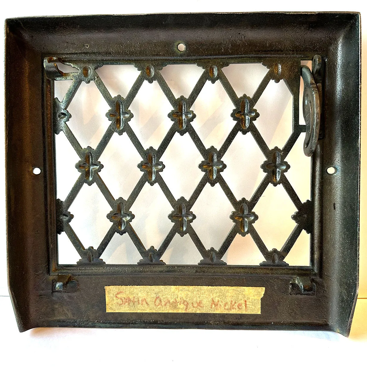 Vintage American Nickel Plated Cast Iron Grille Wall Grate Vent Cover