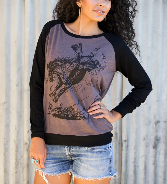 Vintage Bronc Rider Long Sleeve Raglan