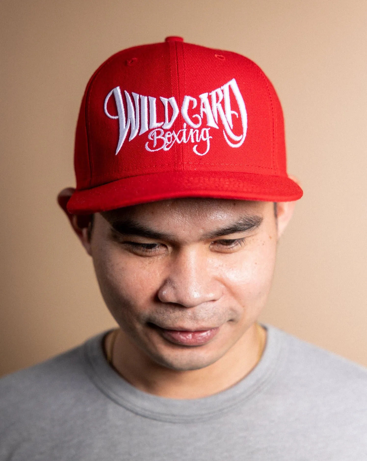 Wild Card Boxing Tag Logo Snapback Hat - Red