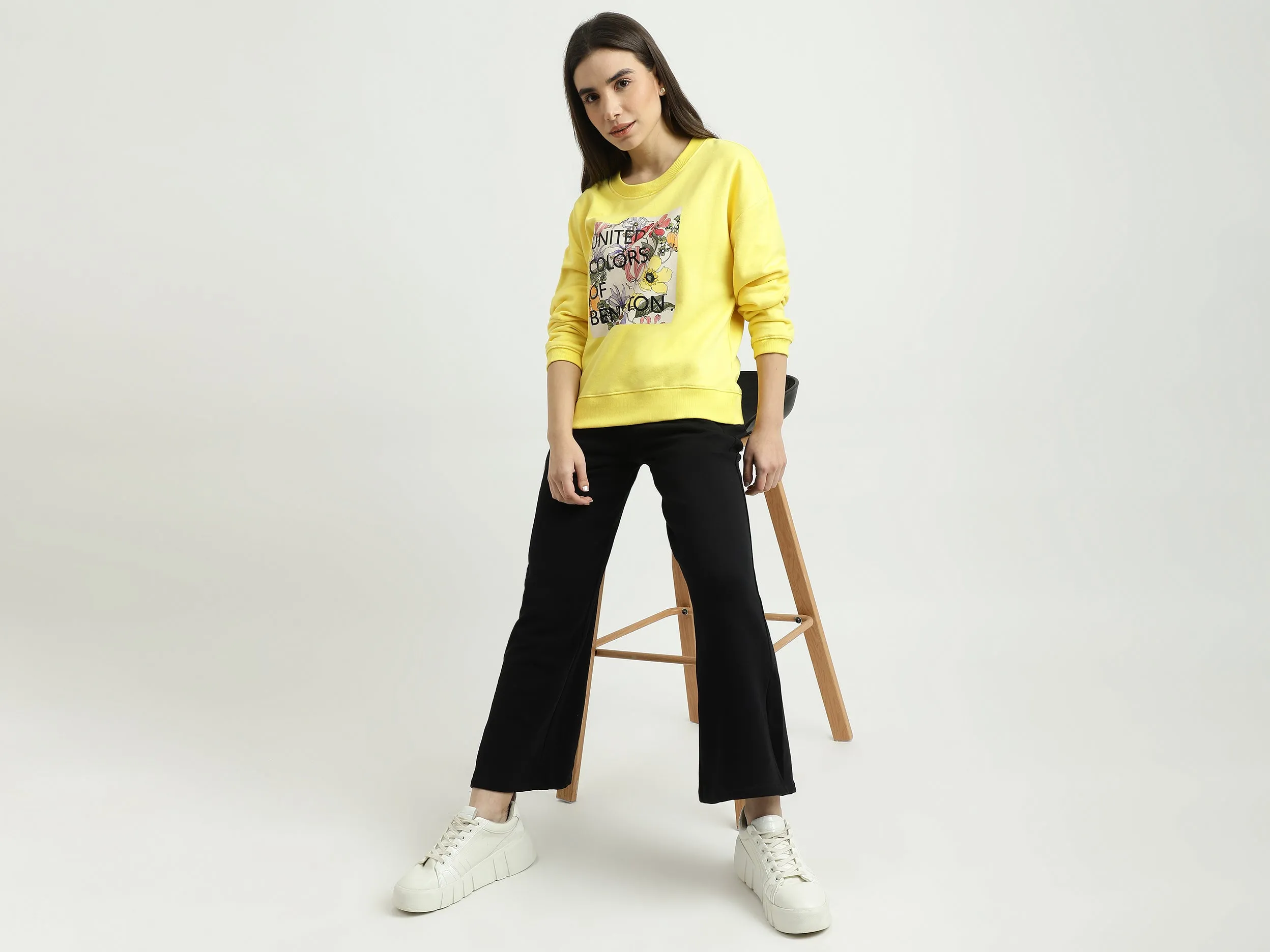 Women Printed Round Neck Sweatshirt