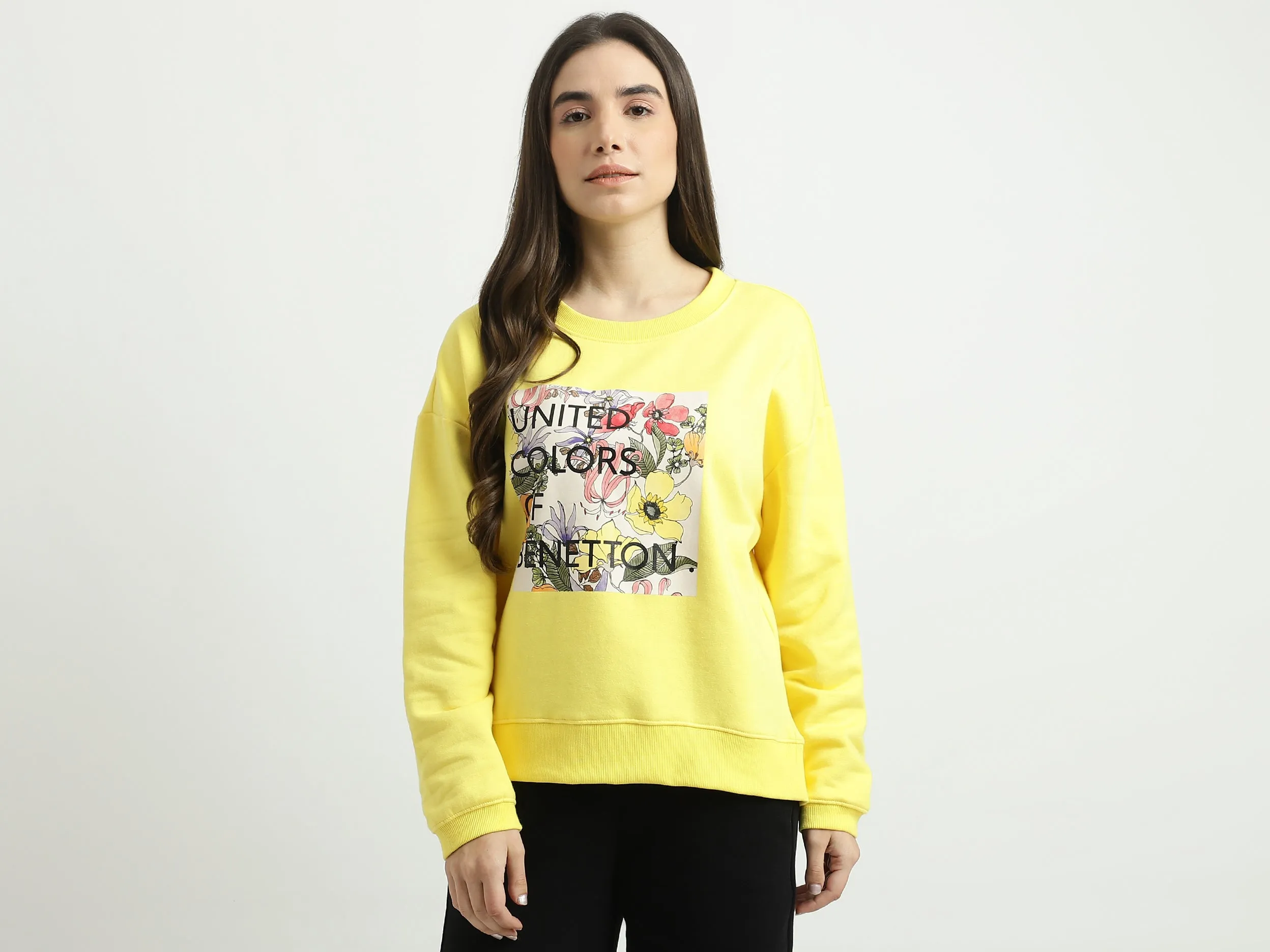 Women Printed Round Neck Sweatshirt