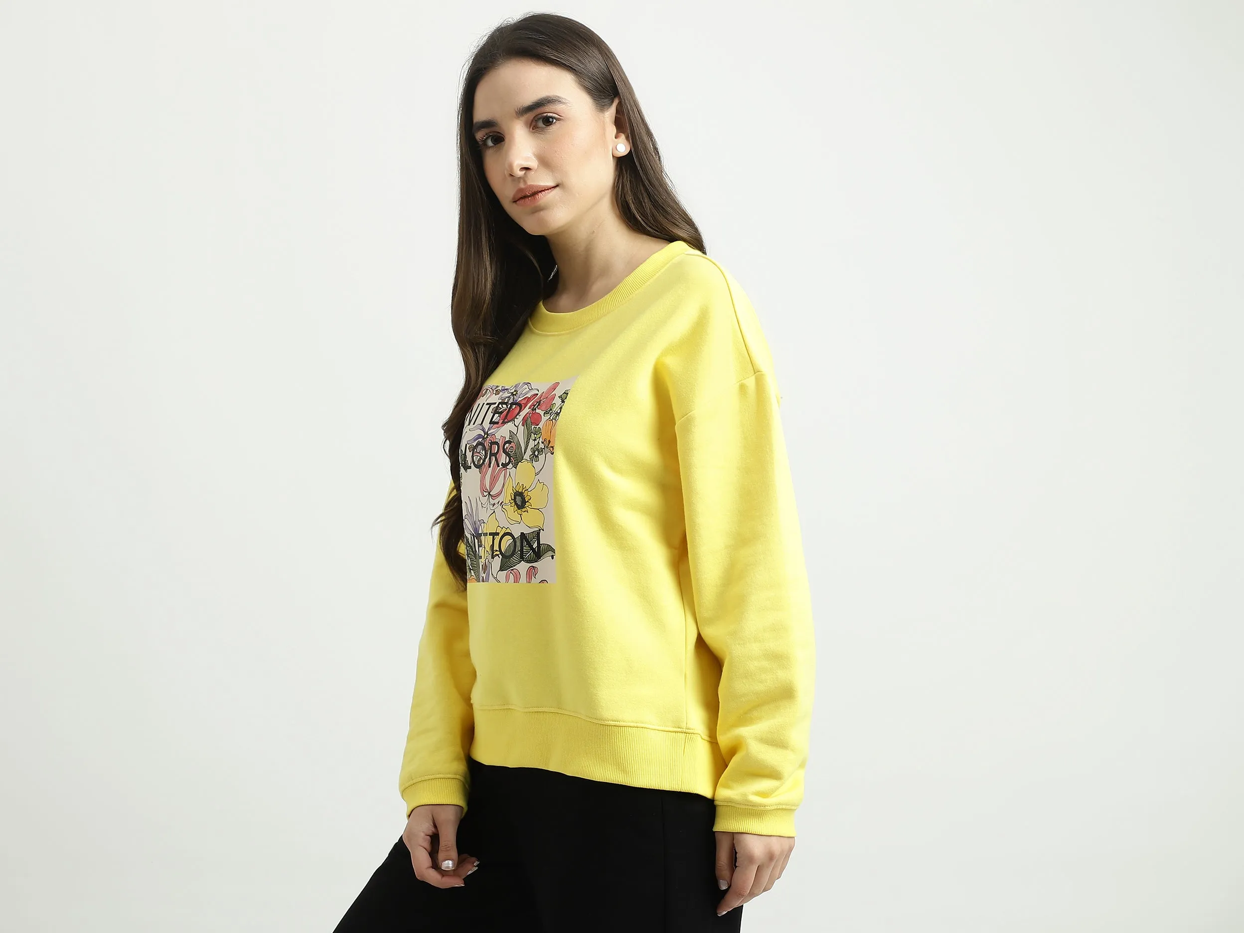 Women Printed Round Neck Sweatshirt