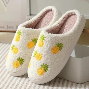 Women Warm Short Plush Slippers Cushion Slides Soft Warm Comfort Flat