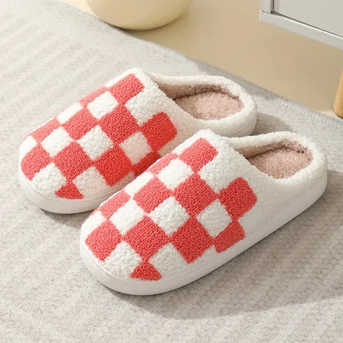 Women Warm Short Plush Slippers Cushion Slides Soft Warm Comfort Flat