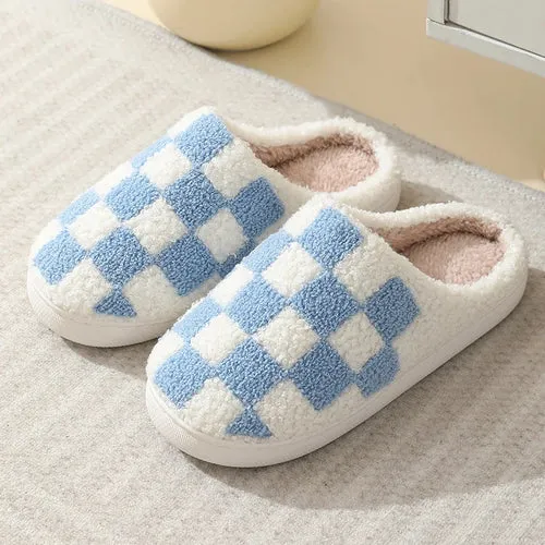Women Warm Short Plush Slippers Cushion Slides Soft Warm Comfort Flat
