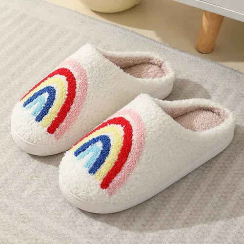 Women Warm Short Plush Slippers Cushion Slides Soft Warm Comfort Flat