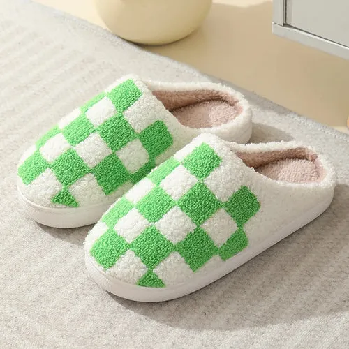 Women Warm Short Plush Slippers Cushion Slides Soft Warm Comfort Flat