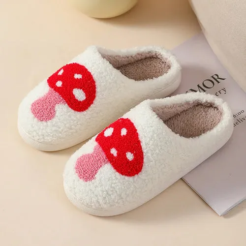 Women Warm Short Plush Slippers Cushion Slides Soft Warm Comfort Flat