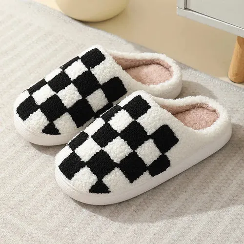 Women Warm Short Plush Slippers Cushion Slides Soft Warm Comfort Flat