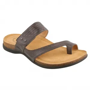 Women's Zone Leather Sandal In Dark Grey